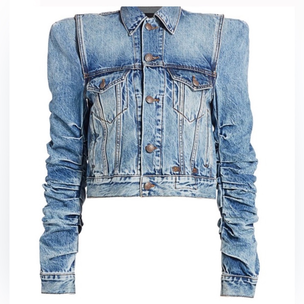 R13 Kelsey Shirred Denim Jacket Size M - Picture 3 of 9